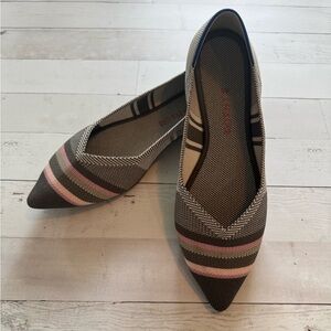 Rothy’s Women’s flats, RETIRED Grey Inverse Stripe, size 9.5